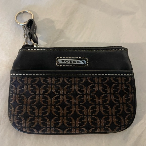 Fossil Keychain wallet Black and Brown Patterned Wallet - Picture 1 of 4